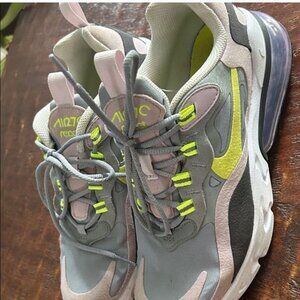 Kid's Nike Air Max 270 React Gray and Lime Sneakers